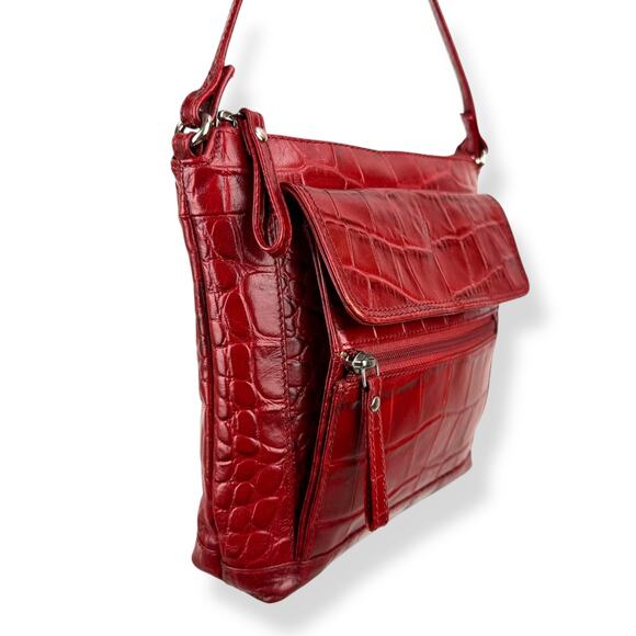90's designer red crocodile leather bag by MICHAEL ROME DESIGNS - Picture 16 of 16
